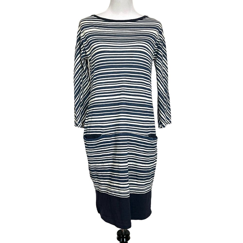 Rag & Bone Midi Dress 100% Cotton Striped Blue White Long Sleeve Pockets Sz L